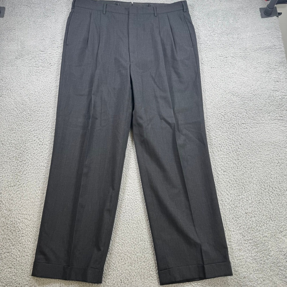 Brooks Brothers Makers Brooksease Mens 36x31 Gray Pleated Wool Dress Pants USA